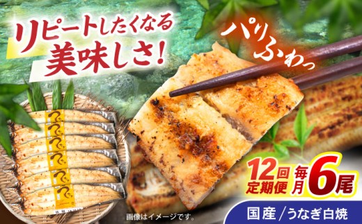 【12回定期便】【諫早淡水】うなぎ白焼き6尾  / うなぎ 白焼き 栄養価 小分け 冷凍 / 諫早市 / 諫早淡水 [AHAT053]