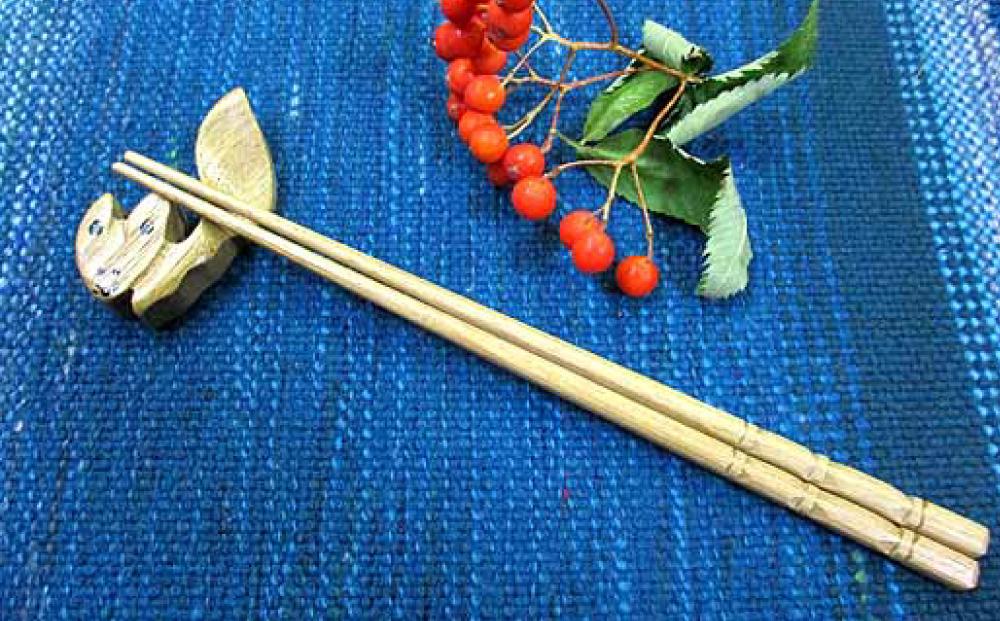 【ギフト用】蝦夷箸5膳とキタキツネ箸置きセット