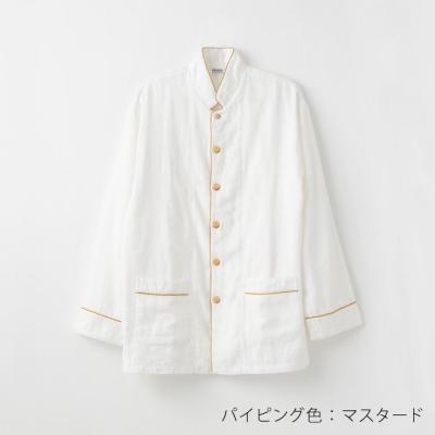 ふるさと納税 京都市 【大東寝具】京和晒綿紗 ガーゼパジャマ 2重合わせ 白　男女兼用(マスタードSS) |  | 02