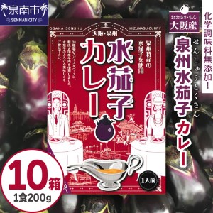 大阪産（おおさかもん）泉州水なすカレー 10箱 【御守つき】（レトルト 常温 簡単調理 レトルト食品 レトルトカレー かれー カレー カレールウ カレールウセット カレールー カレールーセット 人気カレー おすすめ 人気 泉南市 水茄子 茄子 なす お守り）【041D-011】