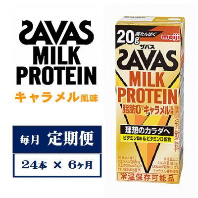 ふるさと納税 京田辺市 【毎月定期便】ザバスMILK PROTEIN　脂肪0　キャラメル風味　200ml×24本　全6回