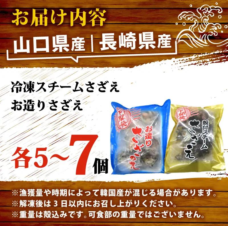 冷凍 さざえセットA （冷凍スチームさざえ＆お造りさざえ） 各5～7個 下関 《さわ水産：SW》 SW