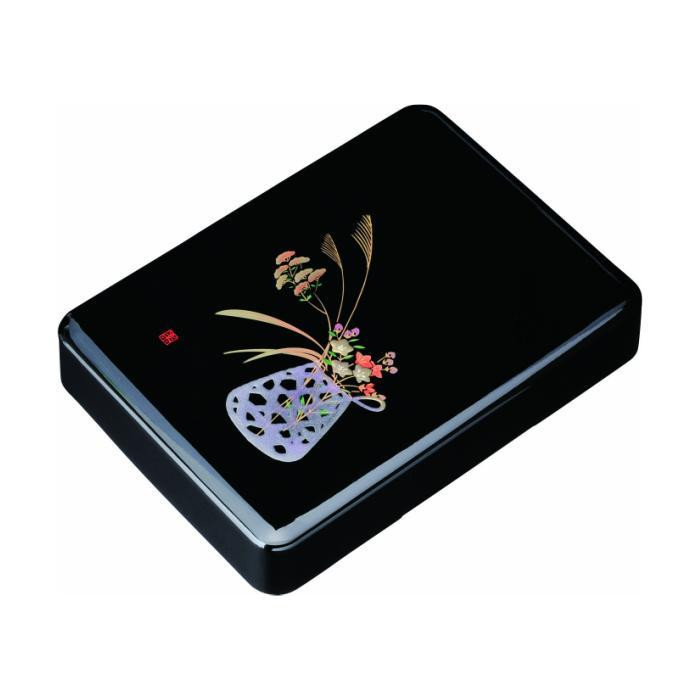 加伏文庫 11.0寸 黒 盛絵花かご ［YG508］CC506