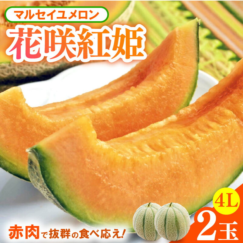 【ふるさと納税】【先行予約】マルセイユメロン 2玉入 4Lサイズ ※2026年6月中旬より順次発送 ／ メロン フルーツ 果物 赤肉 花咲紅姫 贈答用 プレゼント 贈り物 国産 期間限定 産地直送 人気