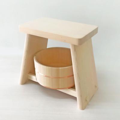 ふるさと納税 鹿沼市 お父さんセット(風呂いす+湯おけ 丸型)1セット【国産ひのきのカンナ屑付き】