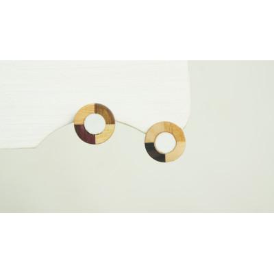 ふるさと納税 日南町 寄木と陶片のイヤリング《ワラ白》