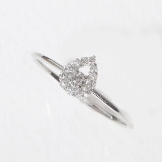 プラチナ しずく取り巻きダイヤモンドリング　0.12ct　　BQ76