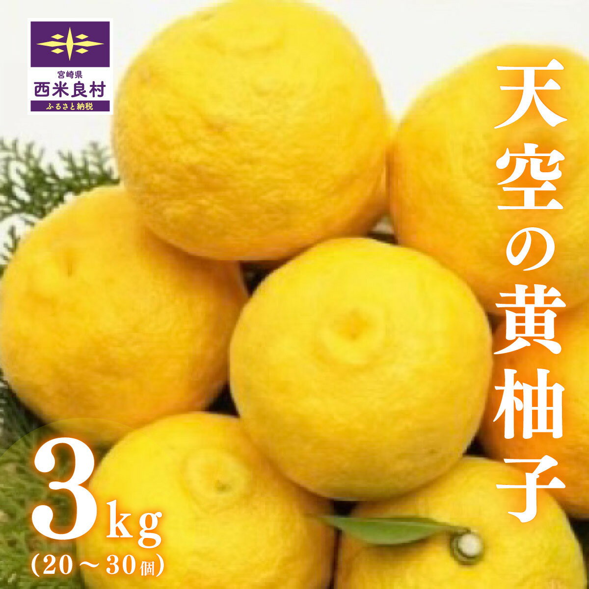 【ふるさと納税】天空の黄柚子 3キロ(20〜30個) かんきつ 柑橘 果実 柚子 ユズ ゆず 黄柚子 九州産 薬味 柚子胡椒 宮崎県 西米良村