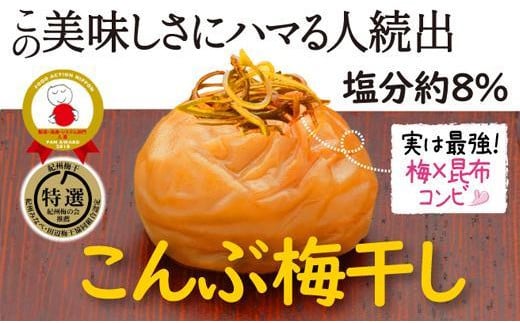 
特選A級 紀州南高梅 こんぶ漬800g 千年の知恵 梅干し 贈答用 ブランド梅 和歌山県産　A-224
