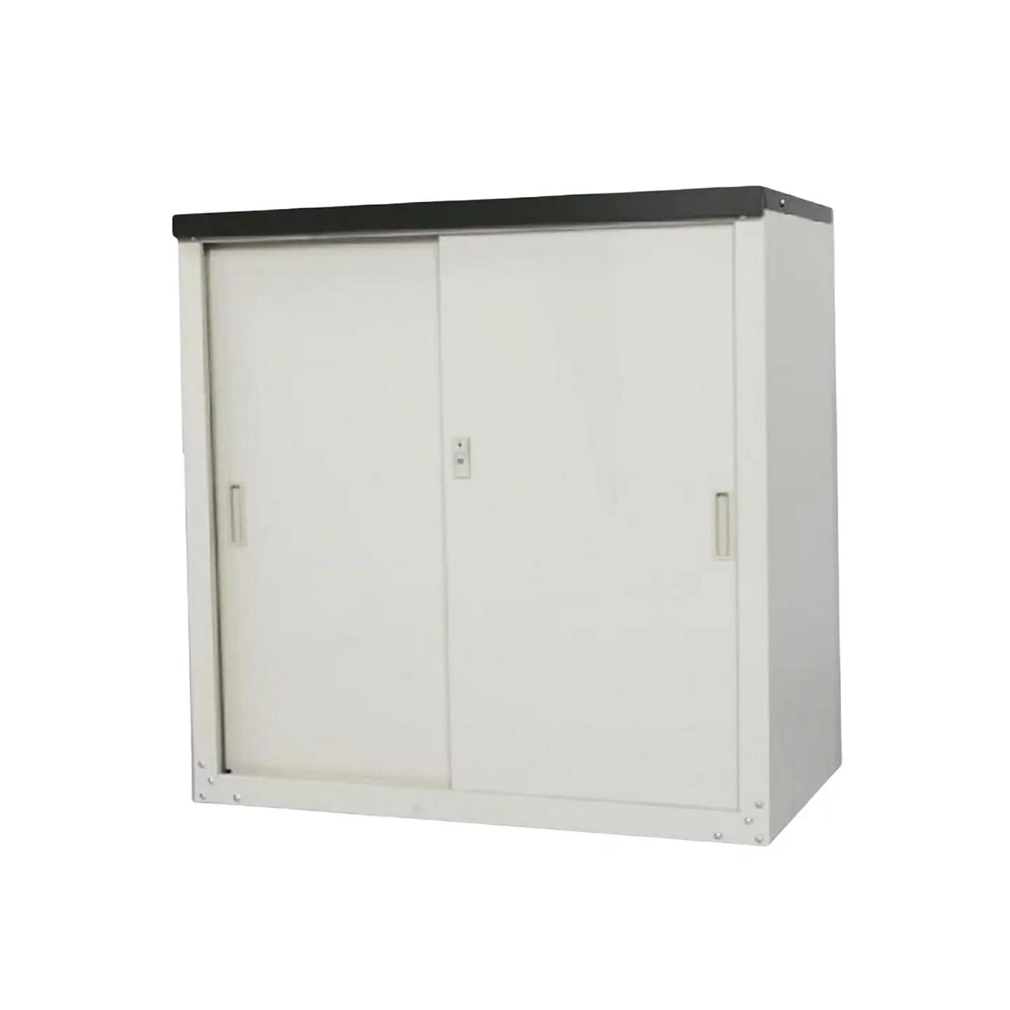 家庭用収納庫92 奥行47×幅89×高さ92cm スチール ライトグレー 組立簡単 グリーンライフ