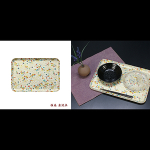 タツクラフト 友禅和紙トレー M 33cm 2枚セット 桜扇 金流水 【Tk312】