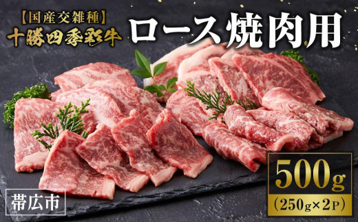 
十勝四季彩牛ロース焼肉用500g（250g×２P）【国産交雑種】
