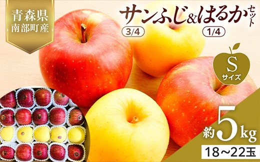 青森県産 サンふじ(3/4)・はるか(1/4)セット Sサイズ 5kg 【佐々木あきおはるこ農園】 青森りんご リンゴ 林檎 アップル あおもり 青森県 南部町 三戸 果物 くだもの フルーツ おすすめ F21U-576