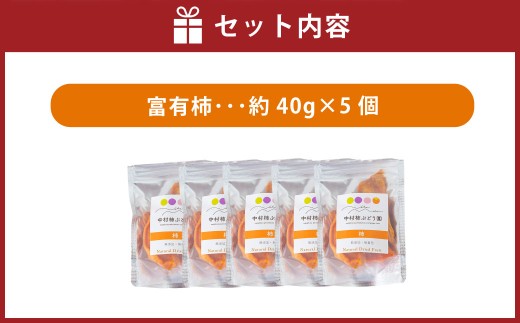中村柿ぶどう園 ナチュラルドライフルーツ (柿) 約40g×5個