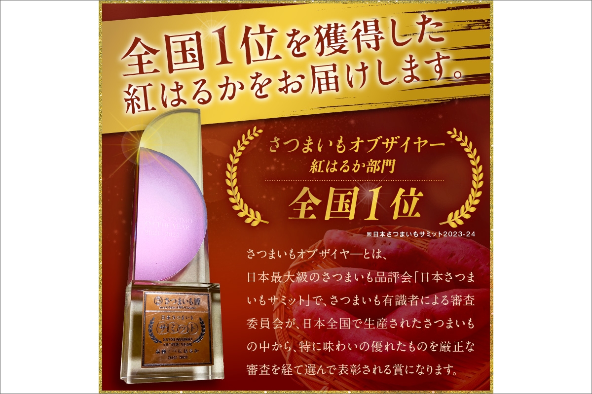 さつまいもオブザイヤー紅はるか部門全国1位 京都・ 丹後産　さつまいも 紅はるか　土付き（1本150〜300g） 10kg（40～60本程度）　TF00002