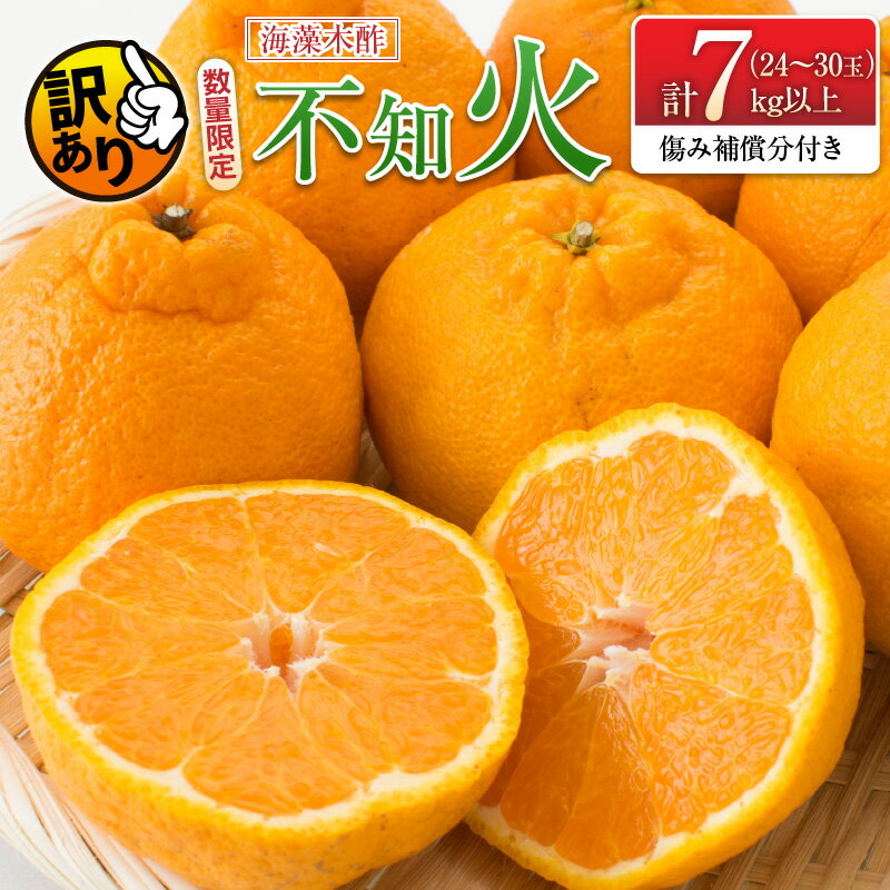 【ふるさと納税】先行予約 訳あり 海藻木酢 不知火 計7kg以上 傷み補償分付き 期間限定 数量限定 フルーツ 果物 くだもの 柑橘 みかん 訳アリ 国産 食品 デザート おやつ おすそ分け おすすめ ご家庭用 ご自宅用 B品 傷 マーマレード 産地直送 宮崎県 日南市 送料無料
