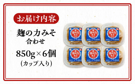こうじの力みそ（合わせ）850g × 6個 ～老舗の醤油蔵からお届け～ 《豊前市》【浦野醤油醸造元】味噌 美味しい [VAV007]
