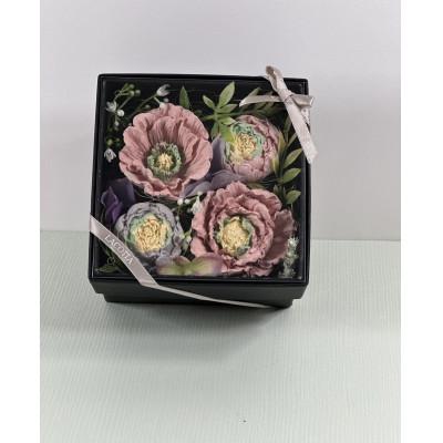 ふるさと納税 直方市 漆喰の花ラコッタ「ボックスアレンジ」ブラック