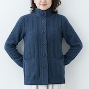 カシミヤ ジャケット カーディガン 女性用サイズ:L(40) カシミヤ(ブルー) ≪白田のカシミヤ≫ 
