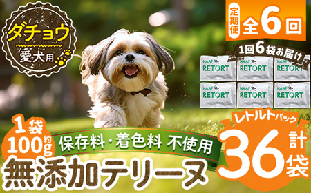 a1090-H 【6回定期便】＜保存料・着色料 不使用＞愛犬用無添加テリーヌ レトルトパック ダチョウテリーヌ6袋×6回(1袋約100g・合計約3.6kg)【Nフードサービス】姶良市 ダチョウ テリーヌ 犬 ドッグ ペット フード エサ レトルト おやつ ごはん ご飯 間食 ご褒美