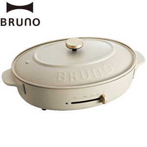 BRUNO オーバルホットプレート プレート３種(たこ焼き 平面 鍋) グレージュ 0152-002-S07-1