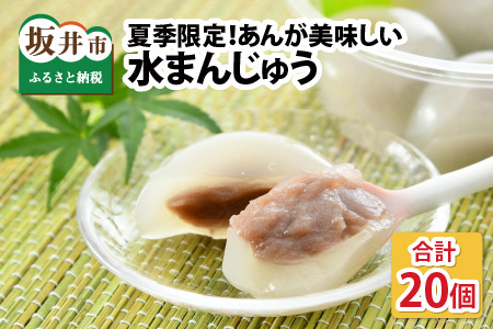 夏季限定！あんが美味しい ぷるぷる「水まんじゅう」 4個 × 5パック (合計20個) 【饅頭 スイーツ お菓子 和菓子 冷菓 涼菓 和スイーツ お中元 暑中見舞い 残暑見舞い 贈り物 ギフト 夏ギフト】 [A-4209]