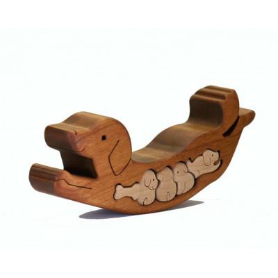 ふるさと納税 河内長野市 イヌゆらゆら　知育玩具 木製パズル