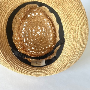 Mia Hat Lace Soft Hat 004 レース ソフトハット 麦わら帽子【Black】 帽子 ラフィアブレード 58cm 天然草木 黒リボン ファッション カジュアルスタイル フェミニン 