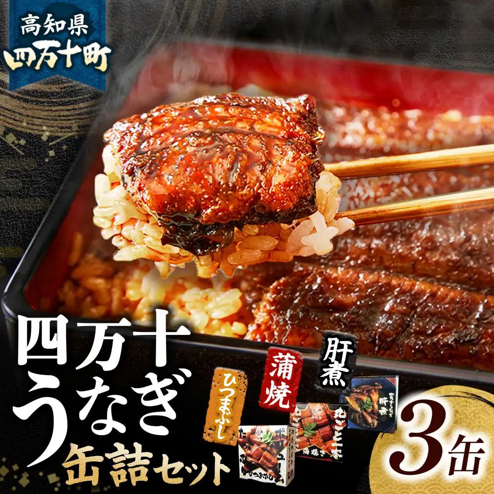 四万十うなぎ 缶詰セット【蒲焼き・ひつまぶし・肝煮】／Esu-A77 うなぎ缶詰 国産鰻 備蓄 防災食 非常食