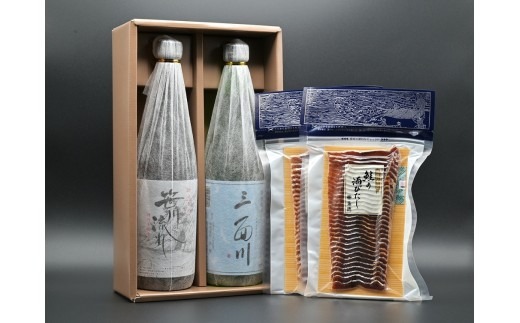 大洋盛「笹川流れ」「三面川」720ml2本と鮭の酒びたしセット　1007013