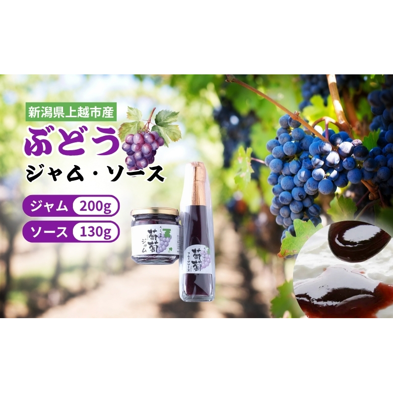 ぶどう 加工品  山本ぶどう園 ぶどうジャム 200g ぶどうソース 130g セット (新潟県上越市産) ジャム ソース 手づくり百人協同組合