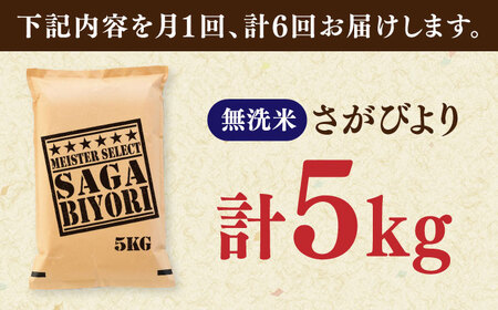 【全6回定期便】さがびより 無洗米 5kg / 九州産 無洗 / 佐賀県 [41ANAD019]