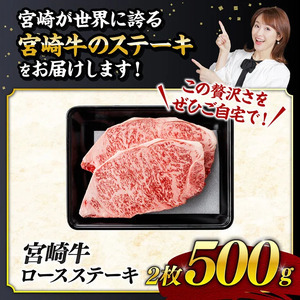 ※最速便※ 生産者応援！宮崎牛ロースステーキ 2枚 計500g 牛肉 牛肉 牛肉 牛肉 牛肉 牛肉