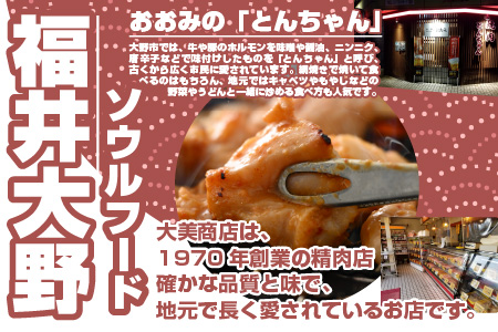 大美のとんちゃん（白）豚ホルモン シロ 味噌ダレ 1kg（500g×2パック）ホルモン 豚 白 バーベキュー 冷凍
