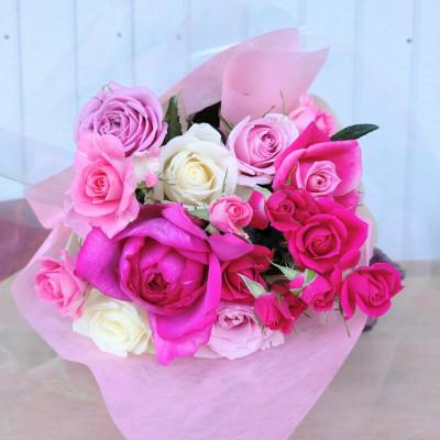 ふるさと納税 杵築市 『天使のバラ』薔薇だけのミニ丈ブーケ(ピンク系)Sサイズ