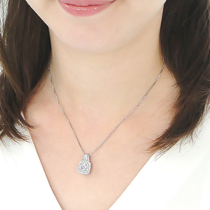 850-9-1 ネックレス PT900 プラチナ ダイヤモンド 計1.8ct センター1ctUP 取り巻き スクエア ペンダント【f238-pt】