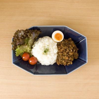 ふるさと納税 瑞浪市 小田陶器のOct　26.5八角多用皿2枚セット(瑠璃×薄灰)使いがいのある八角多用皿　 |  | 02