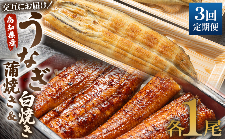 国産 うなぎ 定期便 3回 うなぎ蒲焼き&白焼き120g 1尾(無頭) 交互にお届け 魚介 国産 海鮮 魚 かばやき 鰻 惣菜 おかず お手軽 しらやき 加工品 加工食品 冷凍 Wun-0044