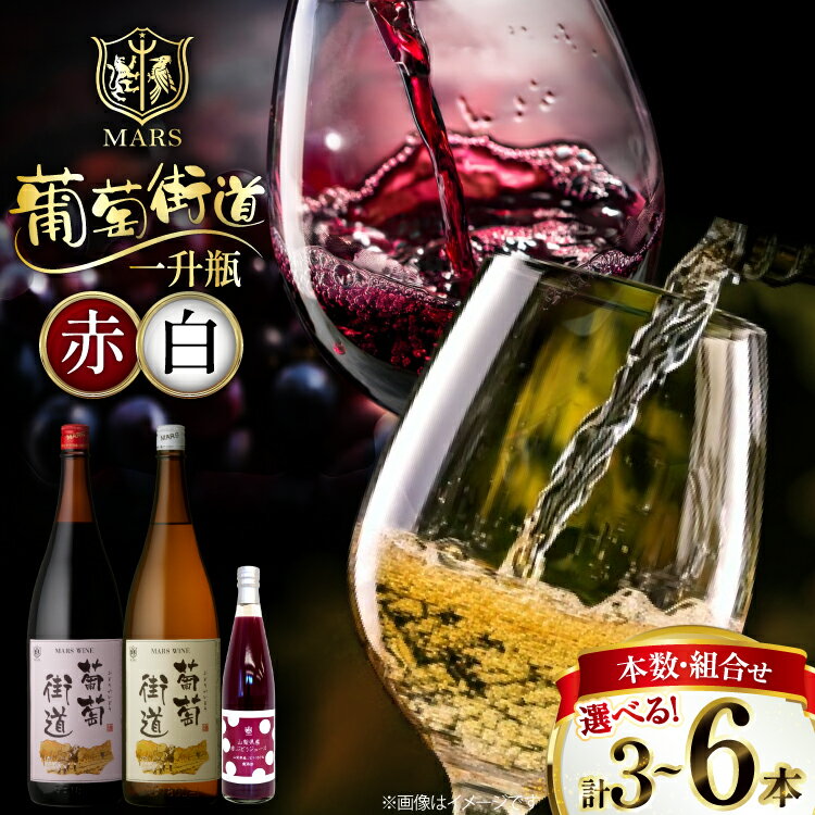 【ふるさと納税】 ワイン 一升瓶1.8L 葡萄街道 赤 白 セット [本坊酒造株式会社マルス穂坂ワイナリー 山梨県 韮崎市 20745036] 赤ワイン 白ワイン わいん お酒 酒 Wine 飲み比べ セット 一升瓶ワイン ぶどうジュース ジュース