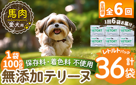 a1087-H 【6回定期便】＜保存料・着色料 不使用＞愛犬用無添加テリーヌ レトルトパック 馬テリーヌ6袋×6回(1袋約100g・合計約3.6kg)【Nフードサービス】姶良市 馬 テリーヌ 犬 ドッグ ペット フード エサ レトルト おやつ ごはん ご飯 間食 ご褒美