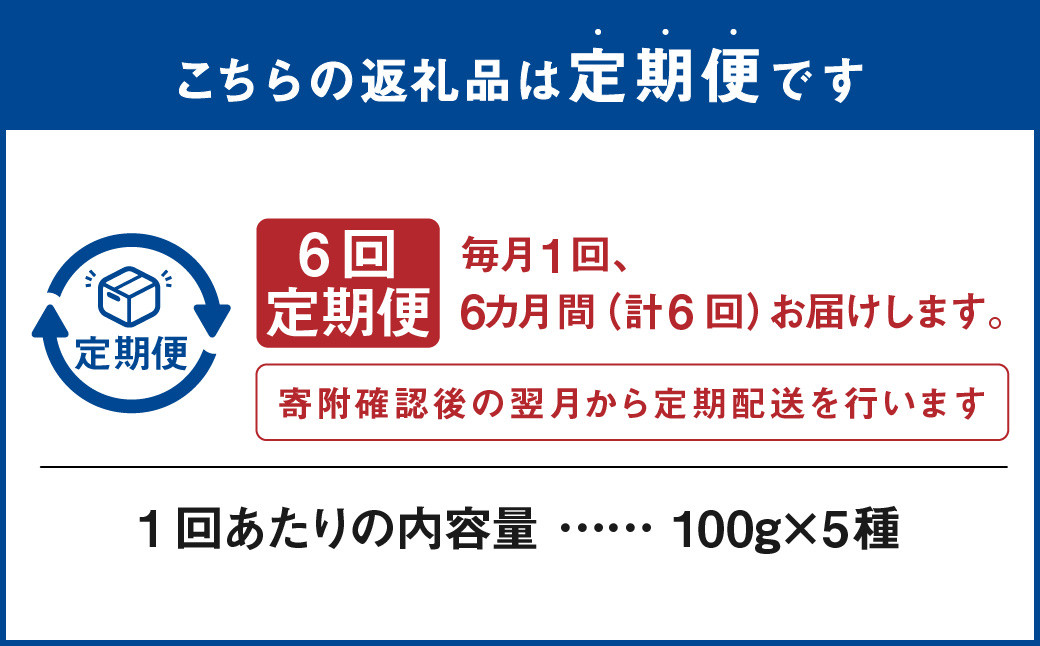 【6ヶ月定期便】世界のコーヒー豆詰め合わせ 500g(100g×5種)