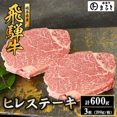 【飛騨牛】ヒレステーキ200g×3枚　計600g【配送不可地域：離島】