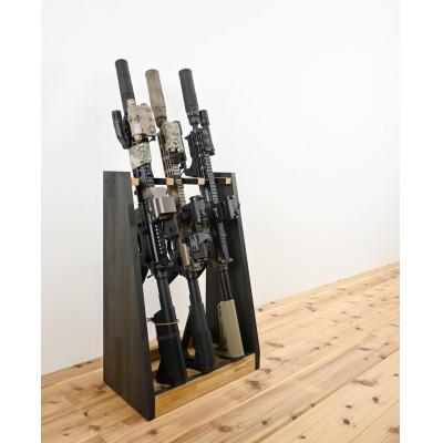 ふるさと納税 横手市 WOOD WORKS ガンラック ライフルスタンド 3丁掛【本体:ライトブラウン×ブラックウッド】 |  | 01
