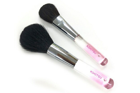 熊野化粧筆 HEART CLEAR PINK2本セット【メイクブラシ 化粧筆 フェイスブラシ チークブラシ 熊野筆 伝統工芸 職人技 高級筆 セット ギフト 贈り物】 23-84