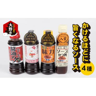 ふるさと納税 大野市 天然水と生野菜の「かけるほどに旨くなるソース4種お試しセット」