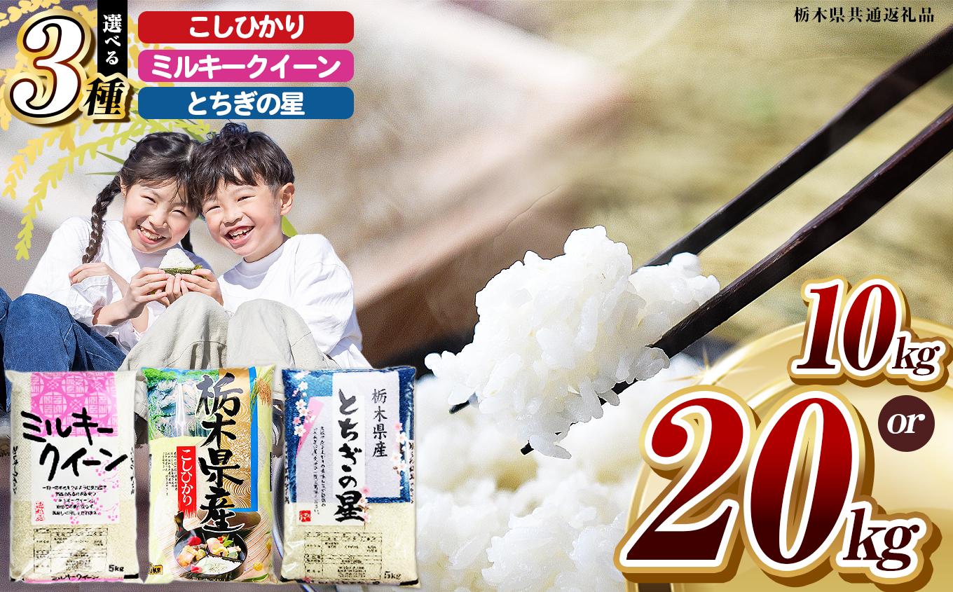 
                  【栃木県共通返礼品】　令和7年度産 栃木県産 こしひかり ミルキークイーン とちぎの星 10kg、20kg  |  ふるさと 納税 コシヒカリ お米 精米 白米 玄米 大粒 共通返礼品 送料無料 那珂川町 栃木県
                