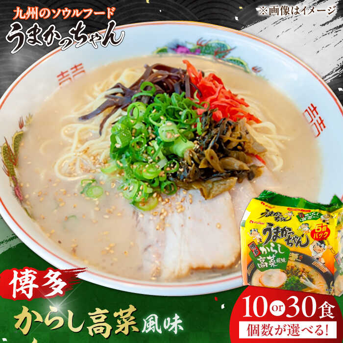 【ふるさと納税】【選べる容量】うまかっちゃん 博多 からし高菜風味 10食/30食 ラーメン 選べる 広川町 / 亀井通産（株）[AFAR015]