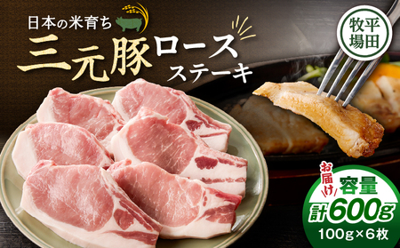 日本の米育ち平田牧場 三元豚ロースステーキ 100g×6枚（計600g）　T036-012 肉 お肉 にく 食品 苫小牧市産 人気 おすすめ 送料無料 ギフト