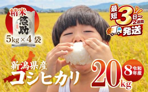最短3日発送 新米 コシヒカリ 20kg 新潟県産 特別栽培米 単品 コンテスト 入賞 新潟 ふるさと納税 米 お米 特別栽培 白米 米 お米 こめ コメ ライス ご飯 ごはん 美味しい 贈り物 国産 新潟県 新発田市 お取り寄せ 産地直送 kwsKH008_01_F