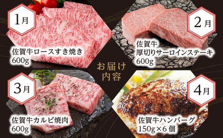 【定期便12回】厳選 佐賀牛 食べ比べ 毎月お届け 月替り 佐賀牛定期便 全12回 _i-6